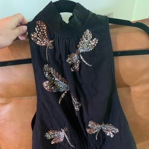 High neckline butterfly shirt